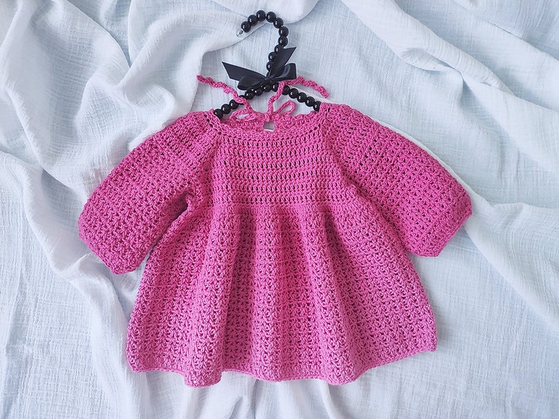 Crochet Baby Dress Pattern, Long Sleeve, 0-4 Years (PDF Pattern) image 8