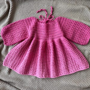 Crochet Baby Dress Pattern, Long Sleeve, 0-4 Years (PDF Pattern) image 5