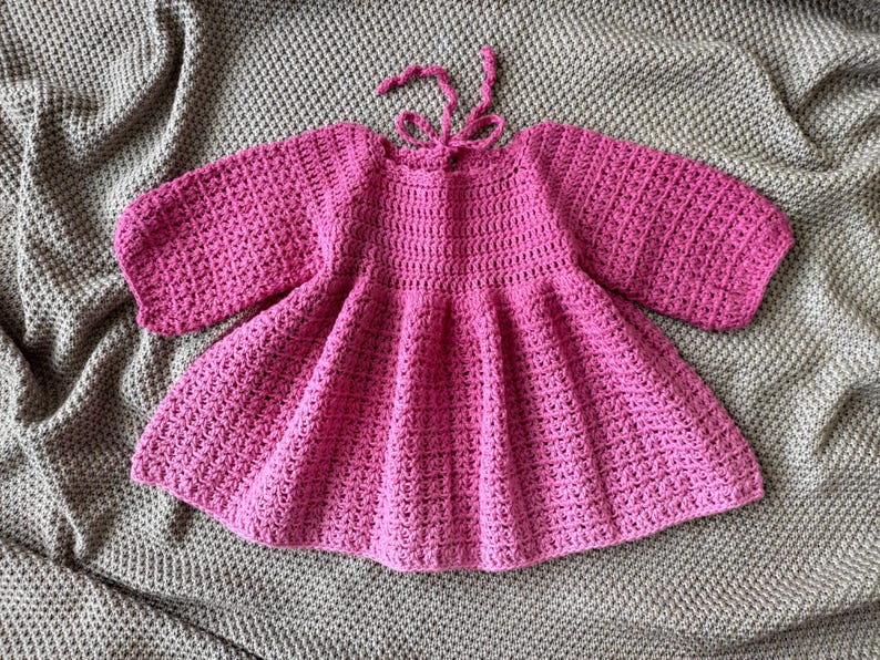 Crochet Baby Dress Pattern, Long Sleeve, 0-4 Years (PDF Pattern) image 5