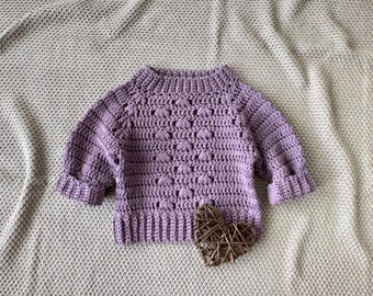 Crochet pattern baby sweater, sizes 0-6 months to 7-8 years. ONLY IN ENGLISH