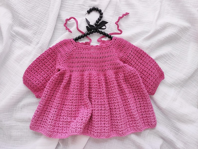 Crochet Baby Dress Pattern, Long Sleeve, 0-4 Years (PDF Pattern) image 10
