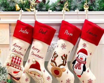 Medias navideñas bordadas personalizadas: decoración navideña, regalo familiar