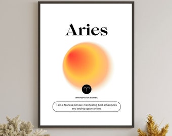 Printable Poster - Art Illustration - Ready Made Product - digital printing astral sign - Room decoration - Astrology - Aries