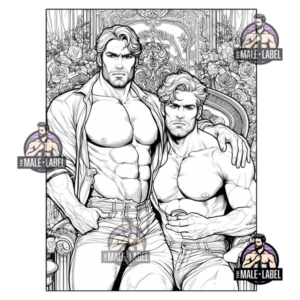 Coloring Pages The Victorians Gay Muscular Fantasy Ten Pages PDF Book Download Sexy Drawings Hot Men Theme Colouring Download