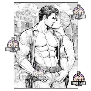 Cowboys Coloring Book: Gay Western Fantasy, Muscular Men (PDF Download)