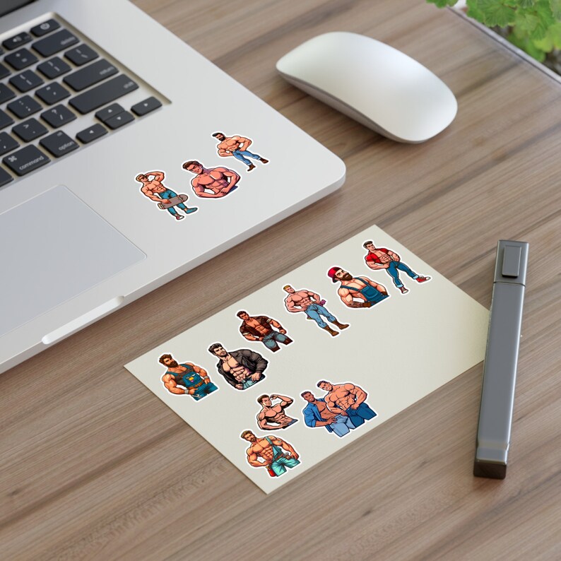 Human Men Sticker 12 Stickers Sheet Handymen Leathermen Skater Muscular Handsome Gay ...
