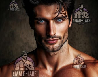AI Male Model Portrait: Romance Novel Cover Art (Digital Download)