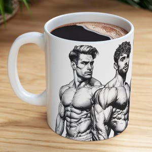 Ceramic Mug 11oz Muscular Handsome Men Gay Bodybuilder Studs Hunk Mug