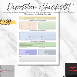 Deposition Scheduling Checklist
