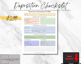 Deposition Scheduling Checklist