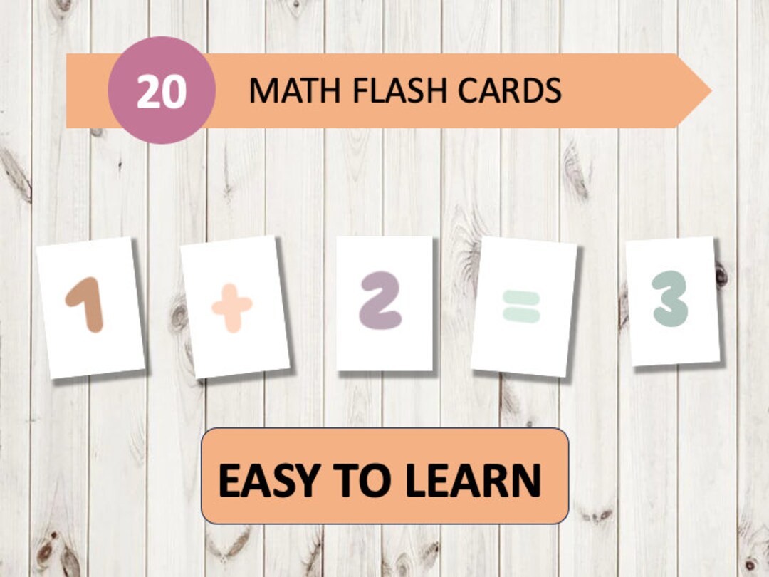 20 Math Flash Cards Montessori Flash Cards Toddler and Etsy