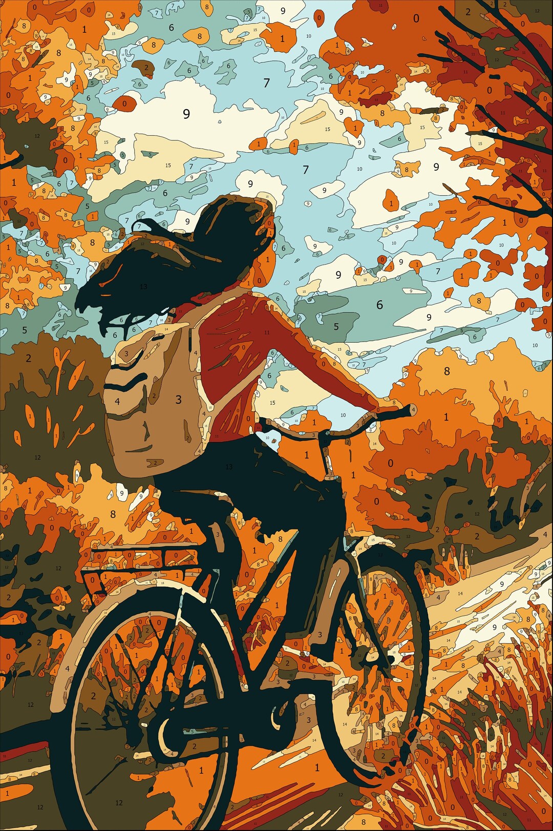 Autumn Bike Ride Color by Numbers: Printable Adult Coloring Page ...