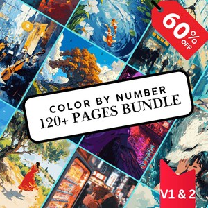 Procreate Color by Number Bundle: 120+ Adult Coloring Pages (Digital Download)