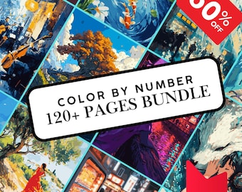 Procreate Color by Number Bundle: 120+ Adult Coloring Pages (Digital Download)