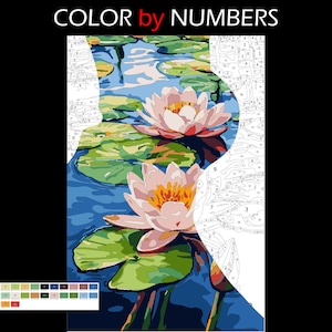 Water Lilies Color by Numbers: Printable Art, Procreate iPad (Digital Download)