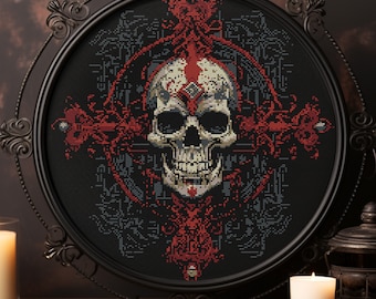 Gothic Skull Cross Stitch Pattern: Modern Goth Decor (PDF)