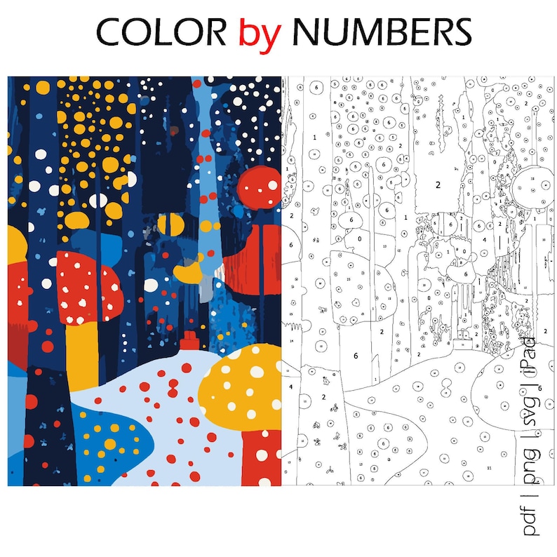 Reading Color Number Abstract Modern Abstract Art Color by Numbers: Procreate iPad Coloring (PDF, SVG ...