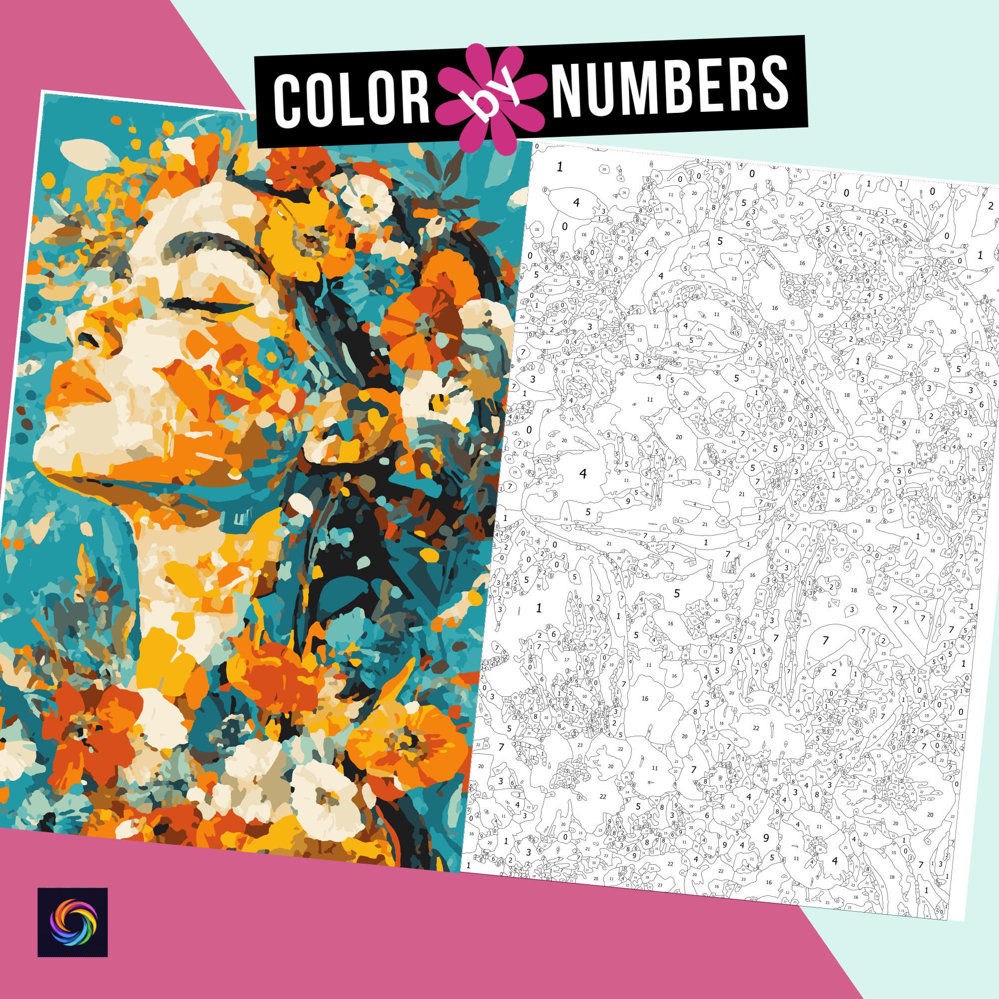Color by Numbers for Adults | Flower Portrait 01 | Printable Paint by ...