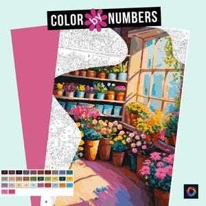Flower Shop Color by Numbers for Adults: Printable Digital Coloring (PDF, SVG, PNG)