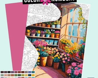 Flower Shop Color by Numbers for Adults: Printable Digital Coloring (PDF, SVG, PNG)