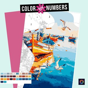 Color by Numbers for Adults | Andalusian Fisher Boat Nautic 09 Paint by ...