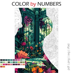 Flower House Color by Numbers: Printable Digital Coloring Pages (PDF, SVG, PNG)