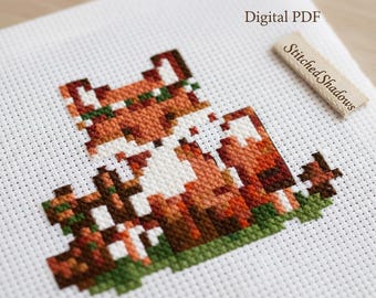Cottagecore Fox Cross Stitch Pattern | Beginner Embroidery (PDF Pattern)