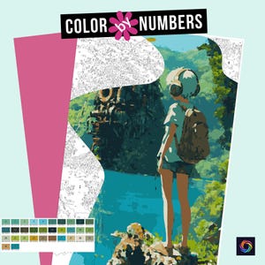 Anime Girl Gamer Color by Numbers: Procreate iPad Digital Coloring (PDF, SVG, PNG)