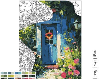Garden House Flowers Color by Numbers: Procreate iPad Coloring (Digital Download)