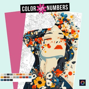 Flower Portrait Color by Numbers for Adults: Procreate iPad (Digital Download)