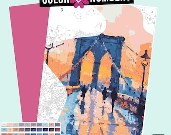 New York Landscape Color by Numbers: Procreate iPad Coloring Page (Digital Download)