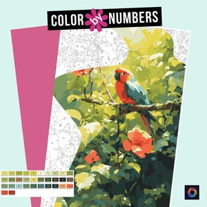 Bird & Flowers Color by Numbers: Printable Art Therapy (Digital Download)