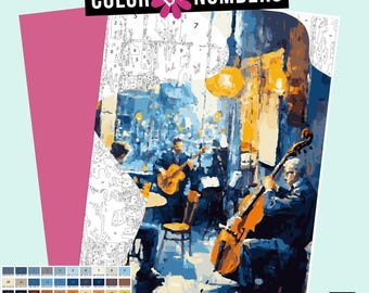 New York Jazz Club Color by Numbers: Procreate iPad Coloring Page (Digital Download)
