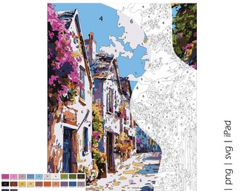 Street in Ireland Color by Numbers: Printable Digital Art (PDF, SVG, PNG)