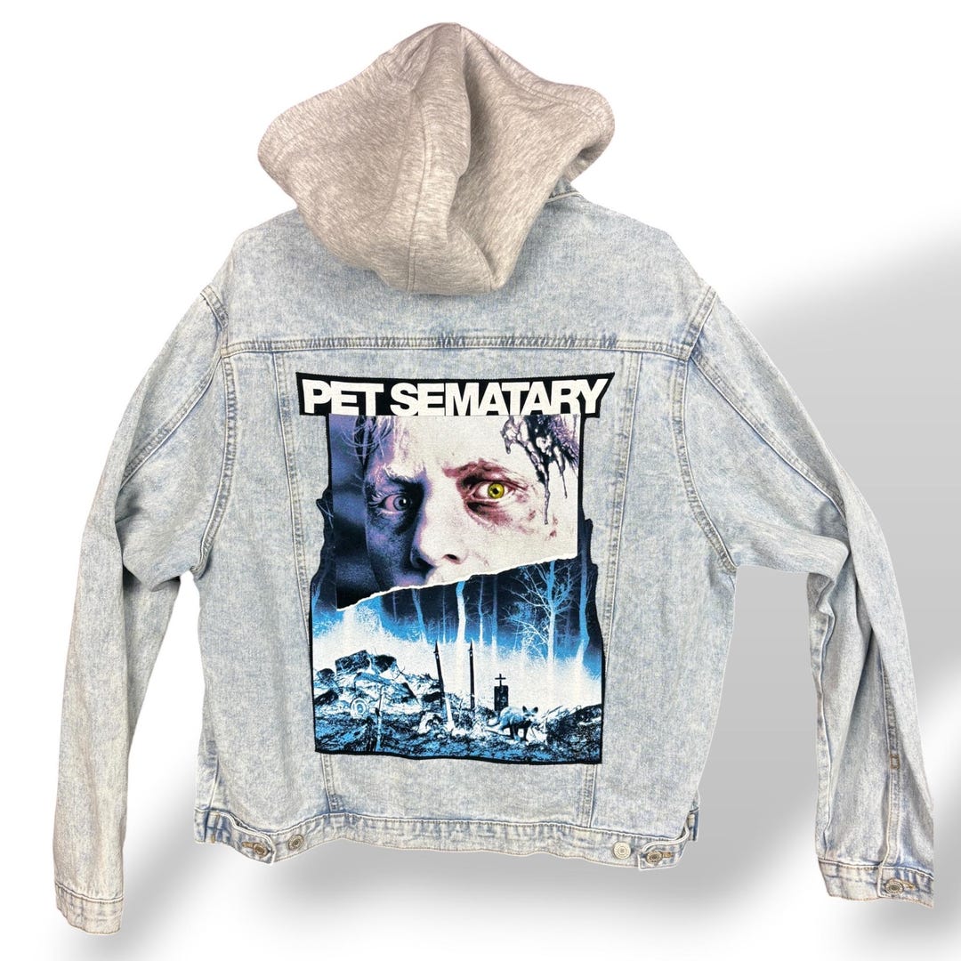 Stephen Kings Pet Semetary Upcycled Jean Jacket, Horror Movie Book ...