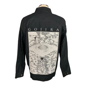 Gojira zip up canvas work jacket | reworked, upcycled, heavy metal rock band jacket size xl