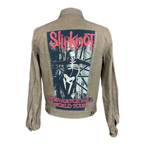 Slipknot denim jean jacket, reworked, upcycled heavy metal rock band jacket size medium