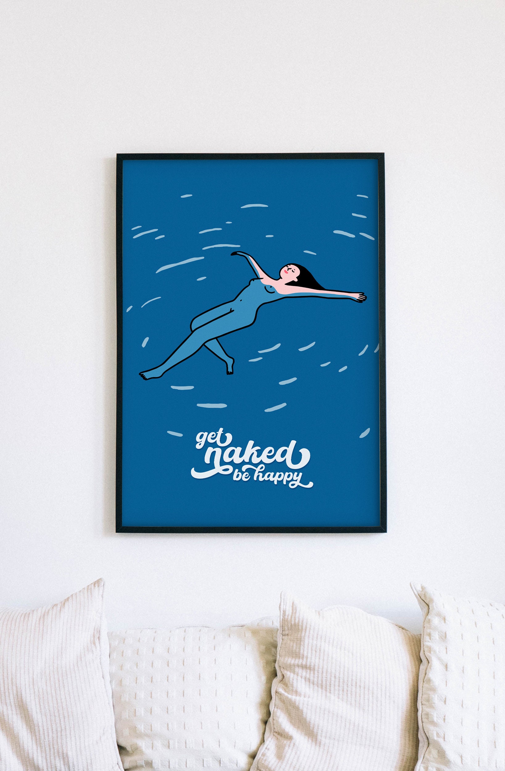 naked-woman-art-fkk-beach-poster-floating-nude-woman-get-naked-be-happy