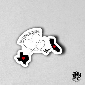 Personalized long distance love sticker connecting hearts sticker across countries sticker family reunion sticker couples sticker for friend