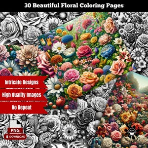 Blumen Malvorlagen: 30 komplizierte Blumen Designs (PNG Download)