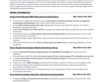 ATS Friendly Resume | Supply Chain Manager Resume Template | Editable Word & PDF CV