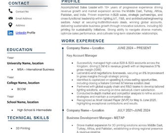 Sales Manager Resume Template | German CV, Word PDF Download