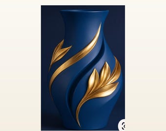 Blue Gold Wall Art Print | Navy Art Deco Printable | Luxury Glam Home Decor | Digital Download