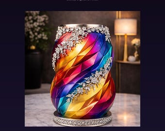 Rainbow Crystal Vase Art Print Digital Download | Luxury Jewel Decor Printable Wall Art | Colorful Home Decor | Instant Download