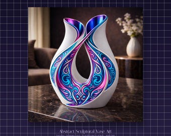 Abstract Swirl Art Vase | Boho Paisley Shelf Decor (Digital Download)