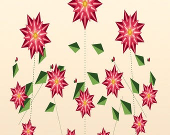 Burgundy Peony Floral Mural | Botanical Wall Art Print (Digital Download)