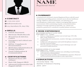 Nursing Resume Template Google Docs & Word | RN New Grad Nurse Registered Nurse CV | ATS Friendly + Cover Letter