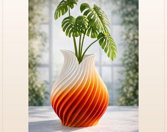 Spiral Twist Vase Wall Art, Boho Gradient Print (Digital Download)