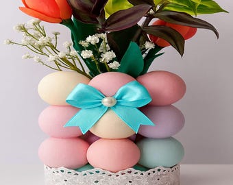 Pastel Floral Vase Digital Art Print – Abstract Tulip Lace Illustration (Instant Download)