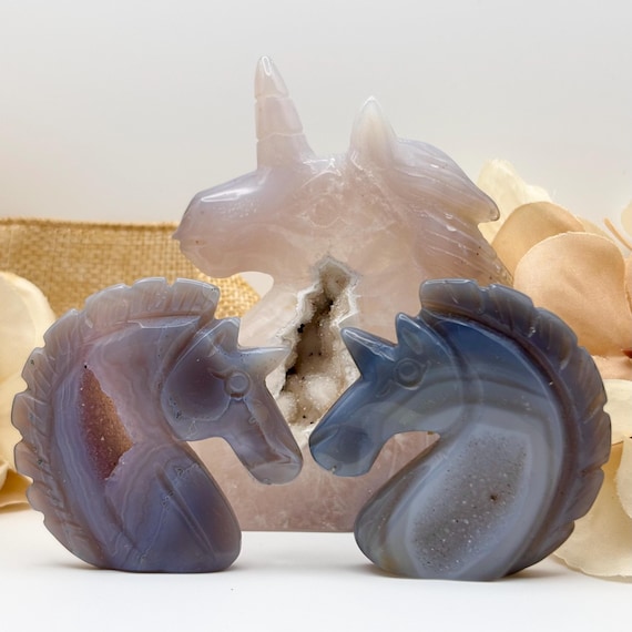 Agate Unicorn Carving | Crystal Figurine | Fantasy Decor Gift